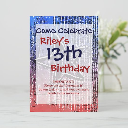 Rustige Pop Rood en blauw Kaart (Staand voorkant)