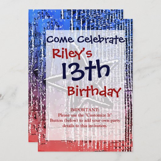 Rustige Pop Rood en blauw Kaart (Voorkant / Achterkant)