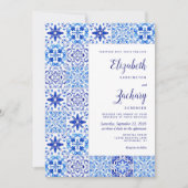 Rustige Portugese Tegel Blue White Wedding Kaart (Voorkant)