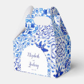 Rustige Portugese Tegels Blue White Arch Wedding Bedankdoosjes (Achterkant)