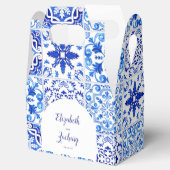 Rustige Portugese Tegels Blue White Arch Wedding Bedankdoosjes (Geopend)