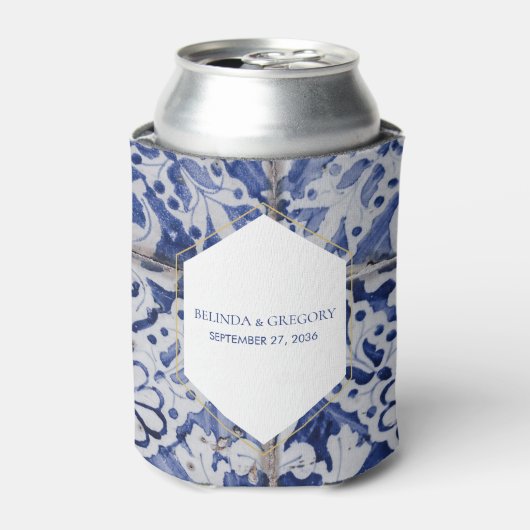 Rustige Portugese Tegels Wedding Favor Blikjeskoeler (Blikje Voorkant)