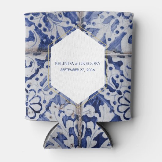 Rustige Portugese Tegels Wedding Favor Blikjeskoeler (Voorkant)