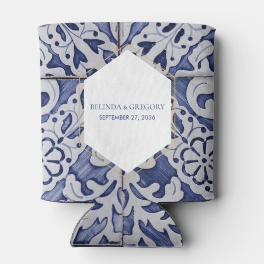 Rustige Portugese Tegels Wedding Favor Blikjeskoeler (Achterkant)