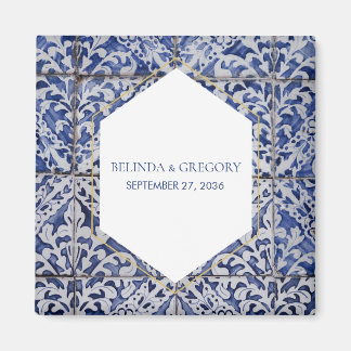 Rustige Portugese Tegels Wedding Favor Magneet