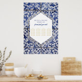 Rustige Portugese Tegels Wedding Seating Chart Poster (Keuken)