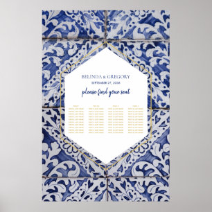 Rustige Portugese Tegels Wedding Seating Chart Poster