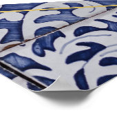 Rustige Portugese Tegels Wedding Seating Chart Poster (Hoek)