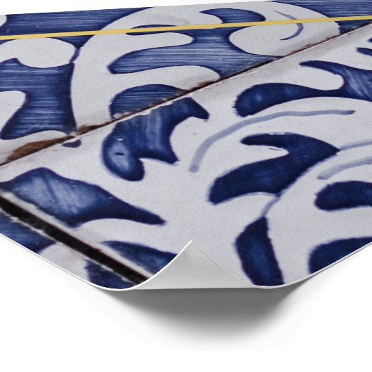 Rustige Portugese Tegels Wedding Seating Chart Poster (Hoek)