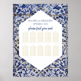 Rustige Portugese Tegels Wedding Seating Chart Poster