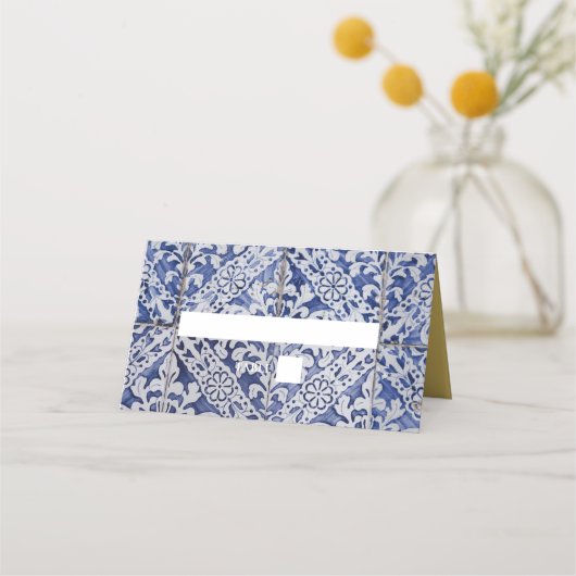 Rustige Portugese Tiles Wedding Place Card Plaatskaartje (Voorkant)