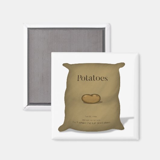 Rustige Potato Sack Humoureuze opslaginstructies Magneet (Voorkant / Achterkant)