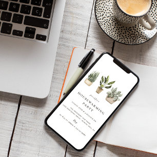 Rustige Potted Planten Housewarming Party Kaart