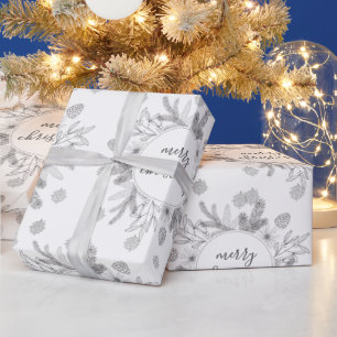 Rustige Prettig Kerst Dennenen Hulsttakken Cadeaupapier