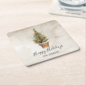 Rustige Prettige feestdagen kerstboom Kartonnen Onderzetters (Schuin)