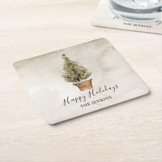 Rustige Prettige feestdagen kerstboom Kartonnen Onderzetters (Schuin)