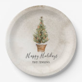 Rustige Prettige feestdagen kerstboom Papieren Bordje (Voorkant)