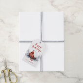 Rustige Prettige feestdagen Waterverf Cottage Red Cadeaulabel (Met Touw)