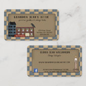 Rustige primitieve Country Saltbox House Quilt Cro Visitekaartje (Voorkant / Achterkant)