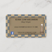 Rustige primitieve Country Saltbox House Quilt Cro Visitekaartje (Achterkant)