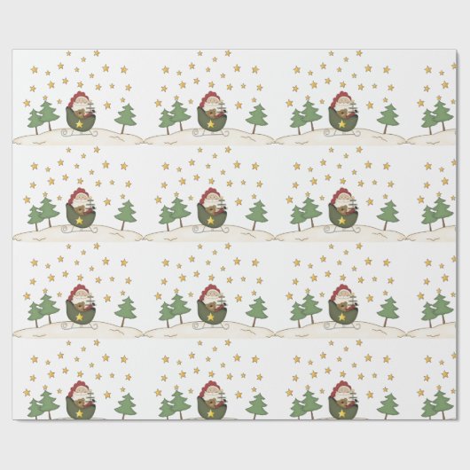 Rustige primitieve kerstman in het land cadeaupapier (Vlak)