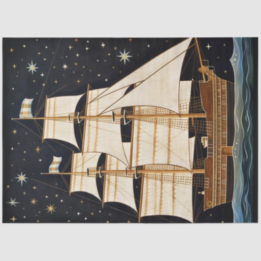 Rustige primitieve lange boot 's nachts ontkoppeld tissuepapier (Voorkant)