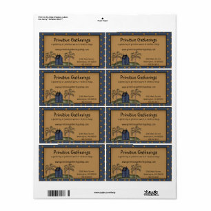 Rustige primitieve verzenddoos en sterrenverzendin etiket