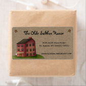 Rustige Primitive Country Saltbox House Shipping Etiket (Insitu)