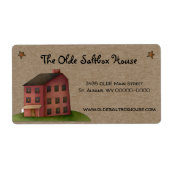 Rustige Primitive Country Saltbox House Shipping Etiket (Voorkant)