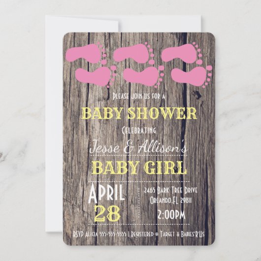 Rustige Prints Baby Girl Baby shower uitnodigen Kaart (Voorkant)