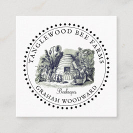 Rustige producten van de imkerij met honingbijen vierkante visitekaartje