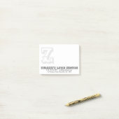 Rustige Professional Monogram Business Post-it® Notes (Op bureau)