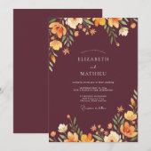 Rustige Pruim Oker Wilde Bloemen Bruiloft Kaart (Voorkant / Achterkant)