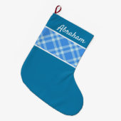 Rustige Pset-patroonblauw aangepaste naam Grote Kerstsok (Voorkant (Hangend))