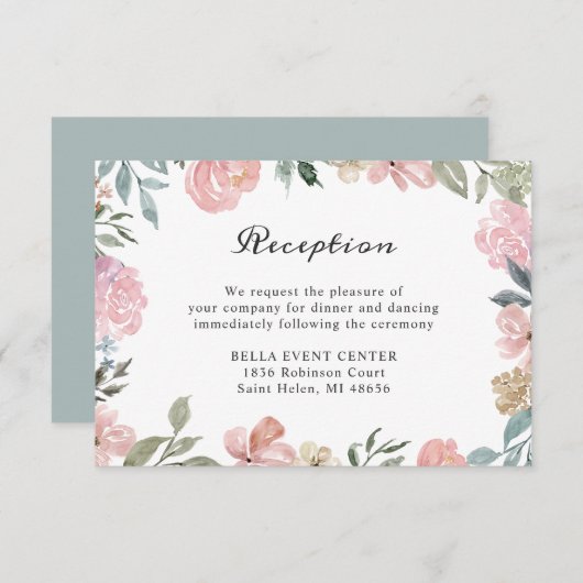 Rustige puinroze bruiloft — Gegevens Informatiekaartje (Voorkant / Achterkant)