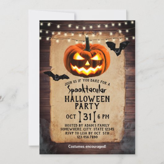 Rustige Pumpkin Spooktacular Halloween Party Kaart (Voorkant)