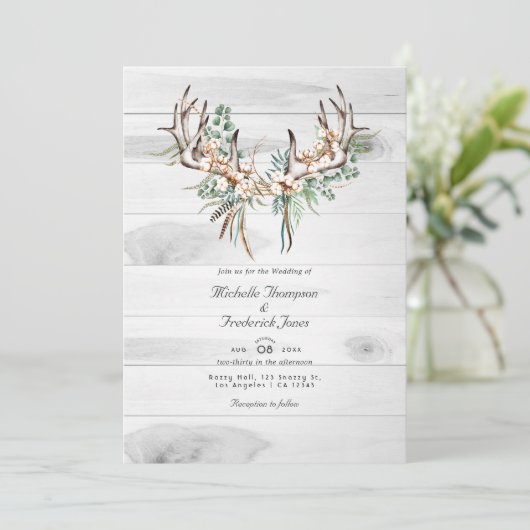 Rustige QR-code RSVP Bohemian Wedding Kaart (Staand voorkant)