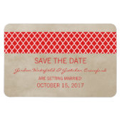 Rustige Quatrefoil Save the Date Magnet, Red Magneet (Horizontaal)