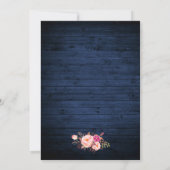 Rustige Quinceanera Blue Wood Licht Roze Floral Kaart (Achterkant)