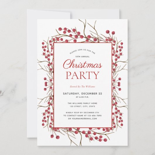 Rustige Red Berry-kerstfeest Kaart (Voorkant)