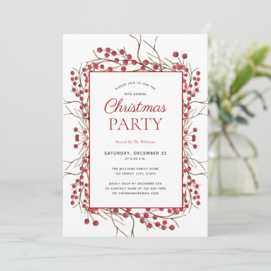 Rustige Red Berry-kerstfeest Kaart (Staand voorkant)