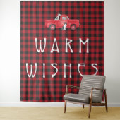 Rustige Red Black Check Pset Truck Dog Holiday Wandkleed (In situ)