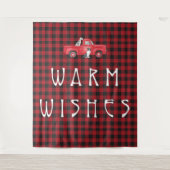 Rustige Red Black Check Pset Truck Dog Holiday Wandkleed (Voorkant)