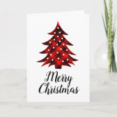 Rustige Red Black Pset Blank Merry kerstboom Feestdagen Kaart (Voorkant)