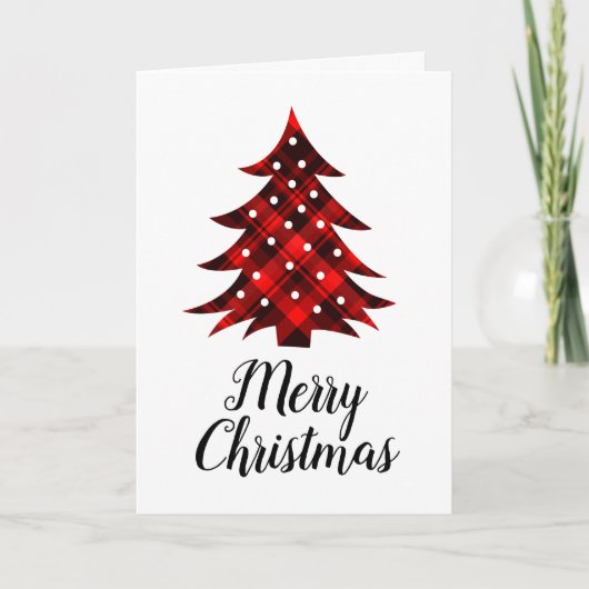 Rustige Red Black Pset Blank Merry kerstboom Feestdagen Kaart (Voorkant)
