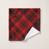 Rustige Red Black Pset Farmhouse Tartan Kerstmis Bad Handdoek (Wasdoekje)