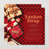 Rustige Red Buffalo Check Holiday Gift Exchange Kaart (Voorkant / Achterkant)