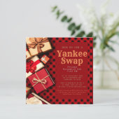 Rustige Red Buffalo Check Holiday Gift Exchange Kaart (Staand voorkant)