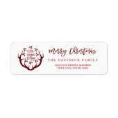 Rustige Red Buffalo Merry Kersttypografie Etiket (Voorkant)