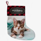 Rustige Red Buffalo Pset Cat Photo Kleine Kerstsok (Voorkant)